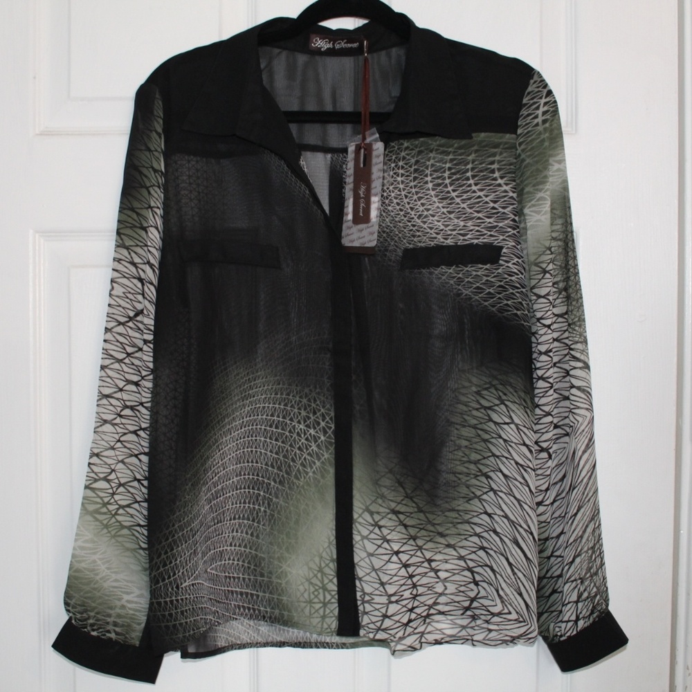 High Secret Green and Black Blouse